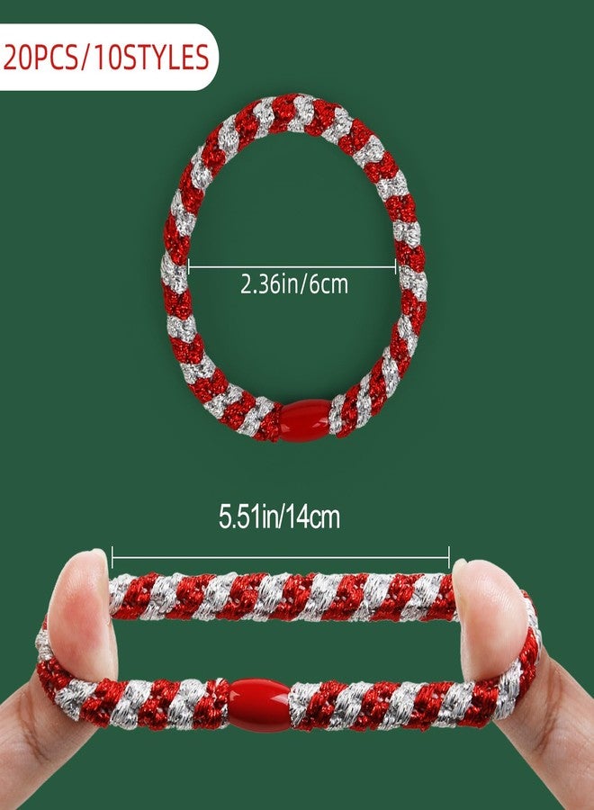 TEBIEKOY 20 Pcs Christmas Hair Ties Elastic Boho Hair Tie Bracelets for Women Non Damage Hair Bands for Thick Thin Hair Cute Braided Hair Ties for Ponytail Holders Christmas Gifts - Image 2